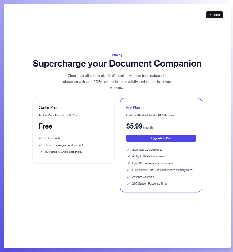 Pricing Page