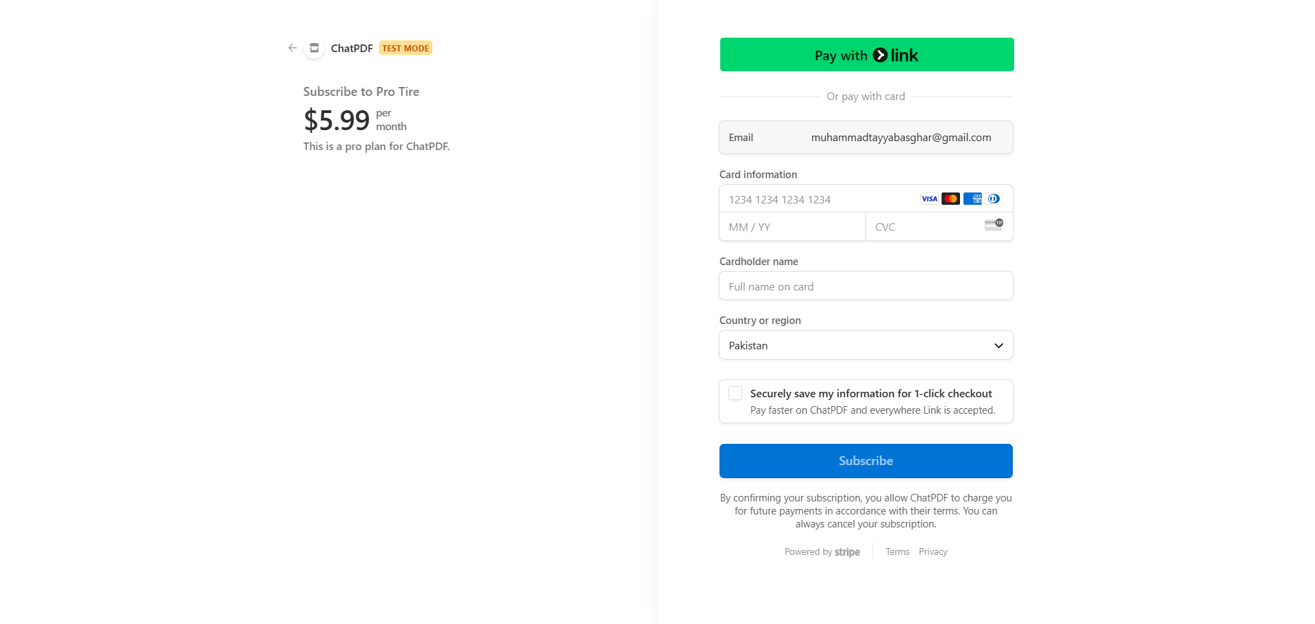 Stripe Payment Page