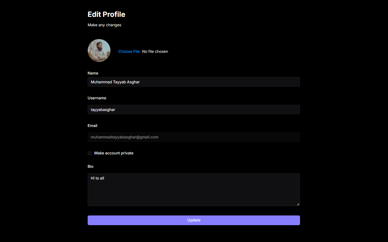 Edit Profile / Onboarding Page